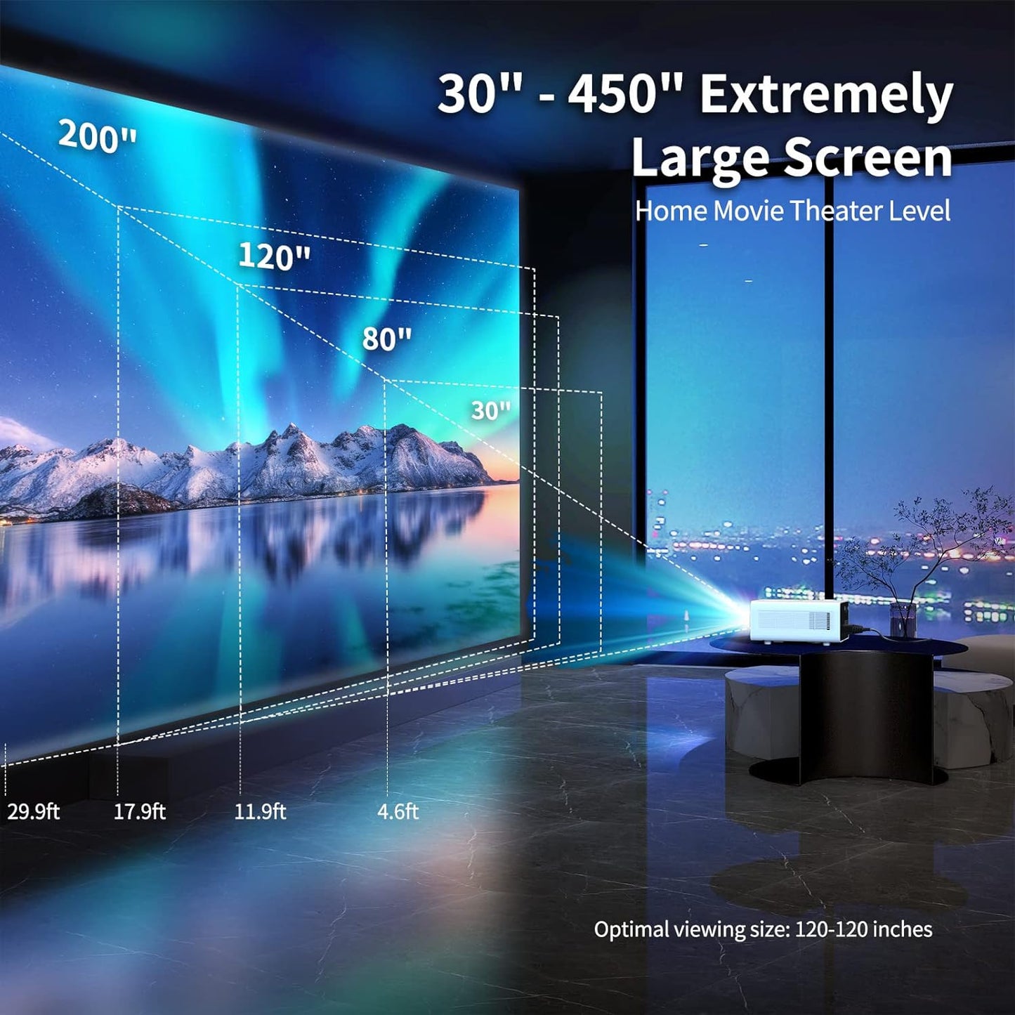 WEWATCH V51 Projector with PS07 Projector Screen