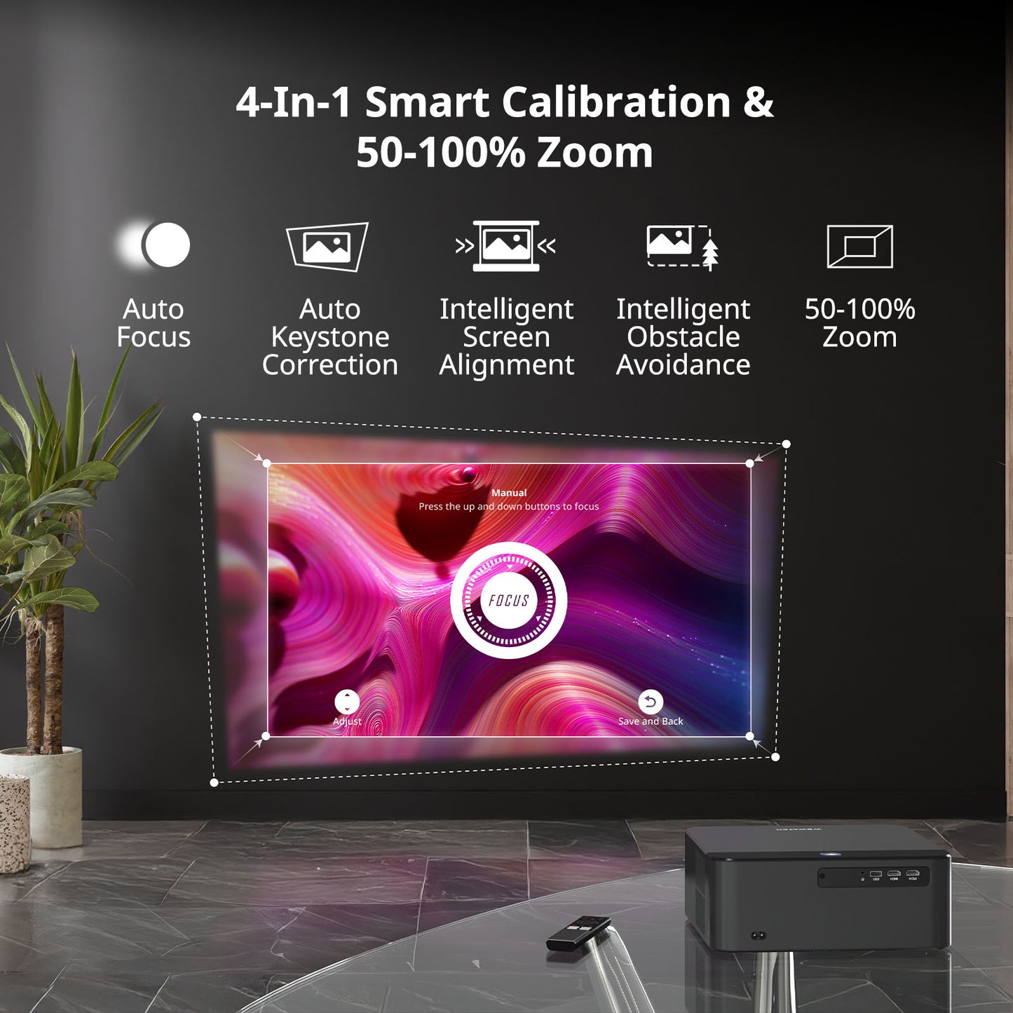 WEWATCH WP01 Heimkino-Projektor Full HD 1080P [Netflix & Dolby Atmos] 700 ISO-Lumen WiFi/Bluetooth 5.0 | 4D Keystone & Autofokus | Auto-Ausrichtung/Hinderniserkennung, Smart Beamer für Indoor/Outdoor