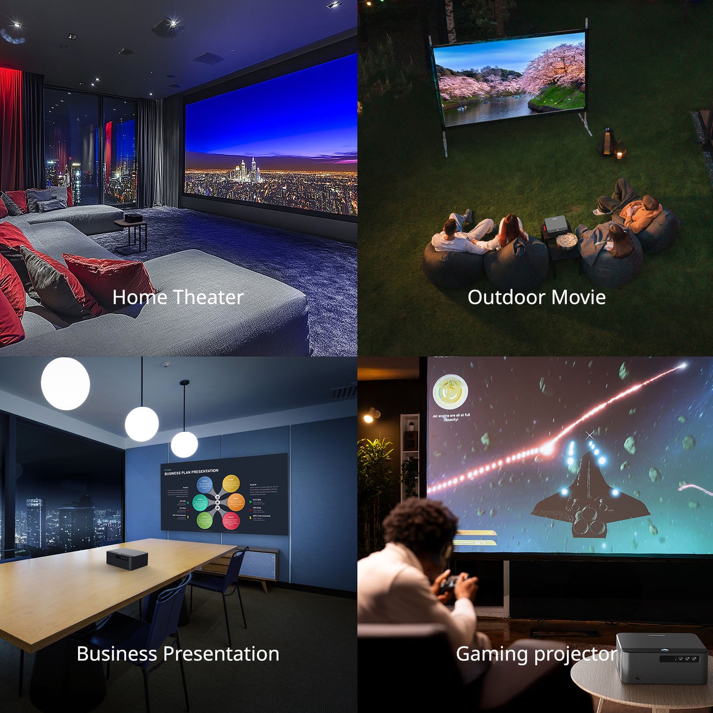WEWATCH WP01 Heimkino-Projektor Full HD 1080P [Netflix & Dolby Atmos] 700 ISO-Lumen WiFi/Bluetooth 5.0 | 4D Keystone & Autofokus | Auto-Ausrichtung/Hinderniserkennung, Smart Beamer für Indoor/Outdoor