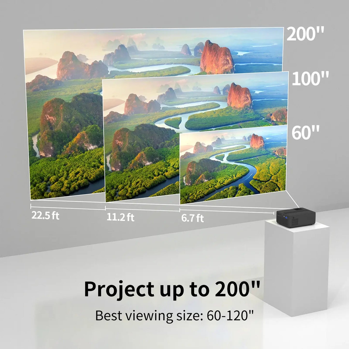 WEWATCH V10 Pro Projector: 150 ANSI Lumens, Native 1080P, 200-inch Screen, Bluetooth Speaker