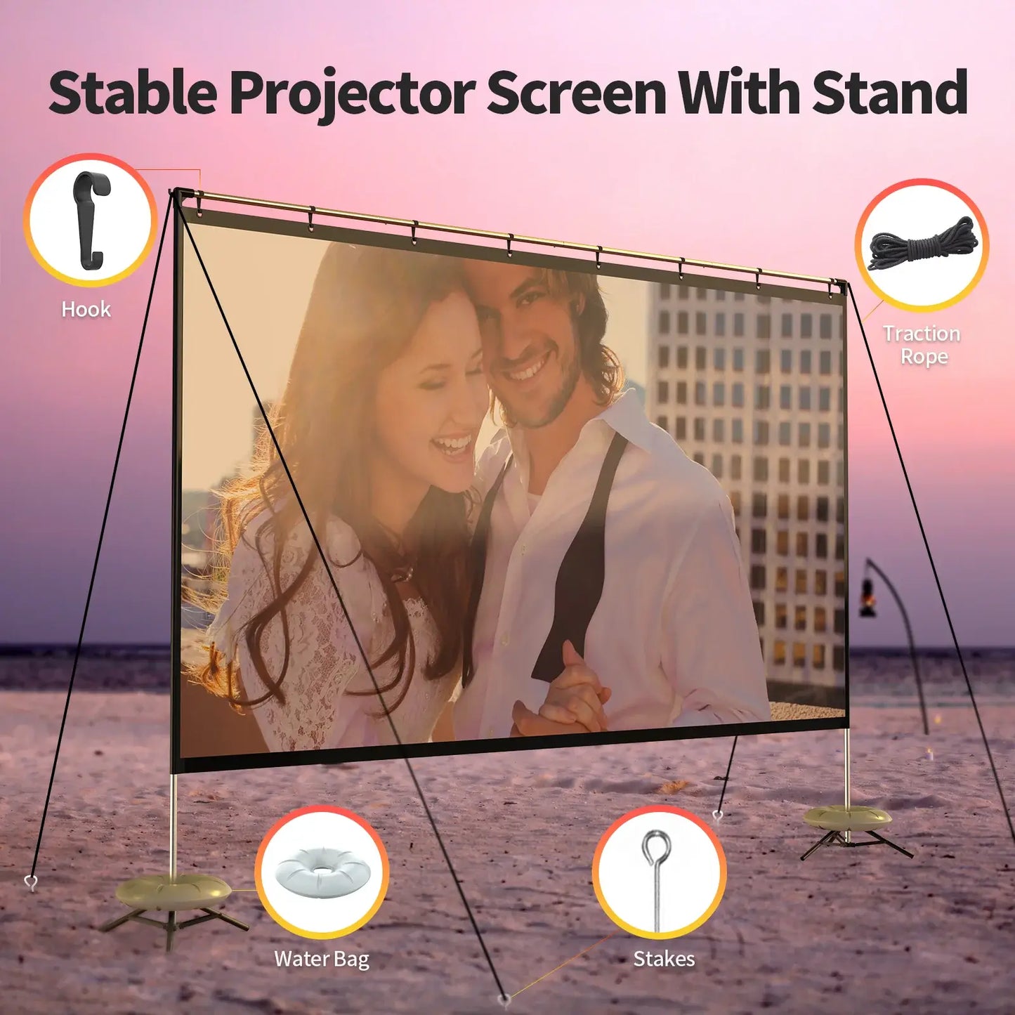 WEWATCH PS01 100" Projector Screen with Stand: 4K, Lightweight, 16:9