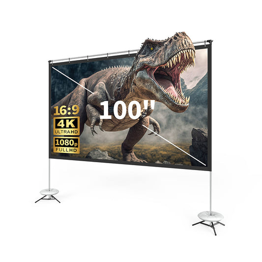 WEWATCH 100" Projector Screen with Stand: 4K, Lightweight, 16:9