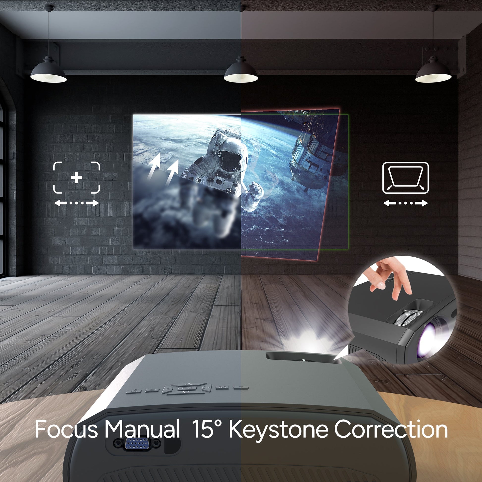 focus manual 15° keystone correction