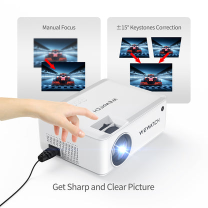 WEWATCH V10 Projector: Compact & Lightweight | 1280x720 | 100 ANSI Lumens | WiFi, Bluetooth