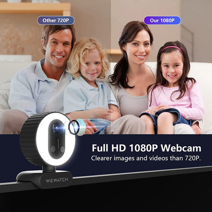 PCF3 2MP Lumière LED à contrôle tactile Webcam Full HD 30FPS