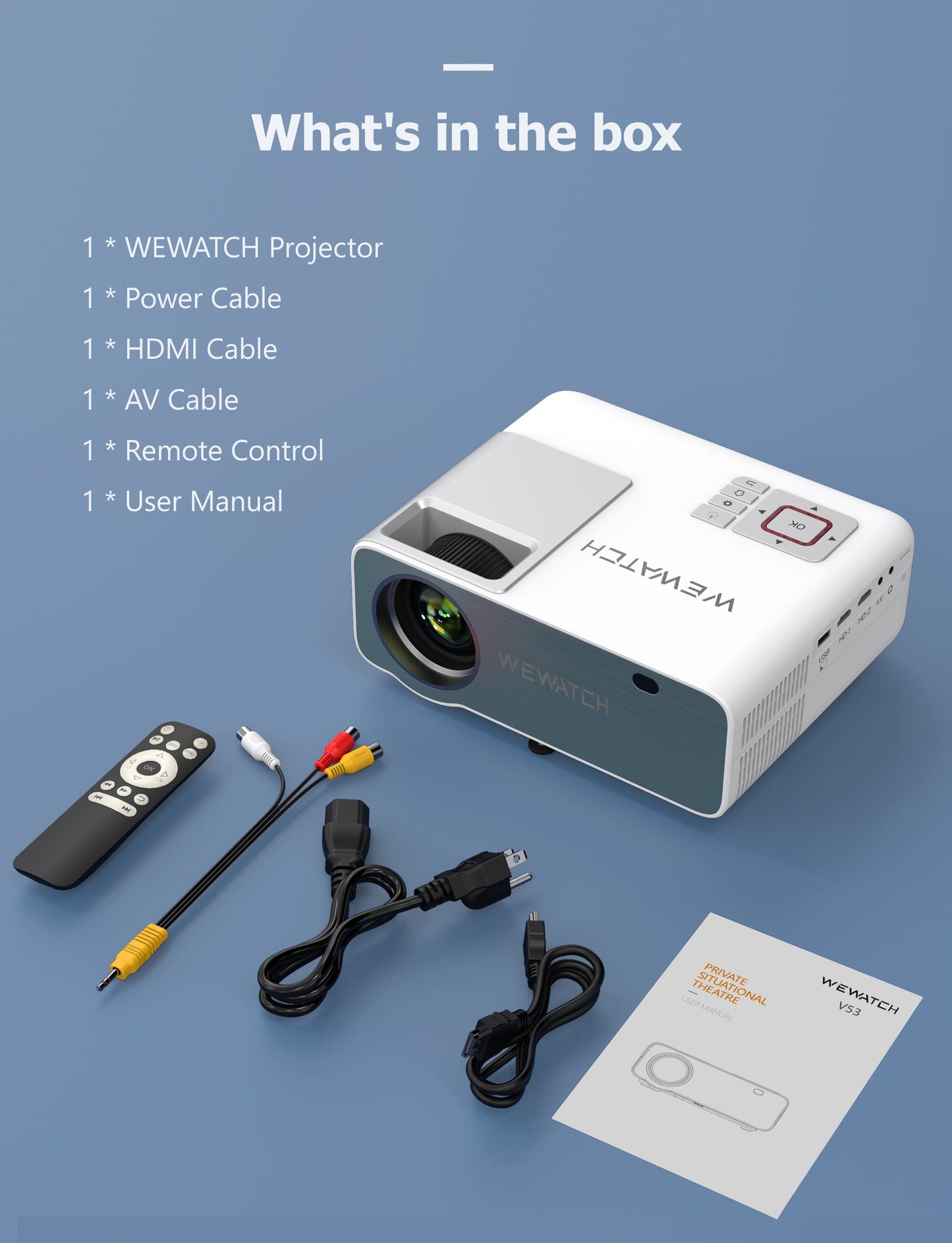 WEWATCH V53PRO Projector unboxing display