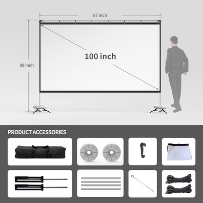 WEWATCH PS01 100" Projector Screen with Stand: 4K, Lightweight, 16:9