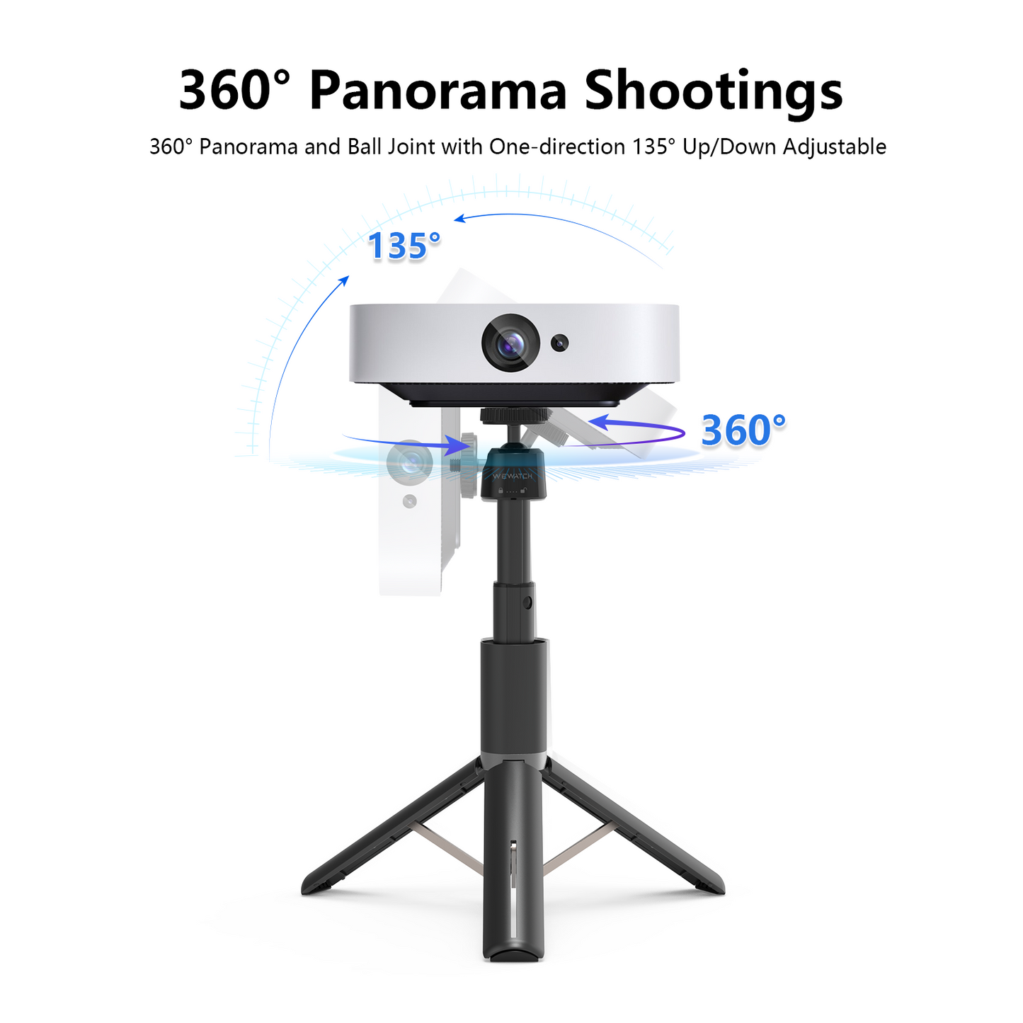 WEWATCH Projector Pocket Tripod Stand - PS101 12 inch Lightweight Tripod Stand, Compact, Aluminum Alloy Portable Projector Stand with 360° Ball Head for Projectors, Cell Phone, IP Camera and Webcam